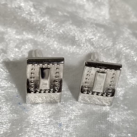 Anson cuff links 1/2" by 3/4" silver tone  1.1744 - Picture 1 of 15
